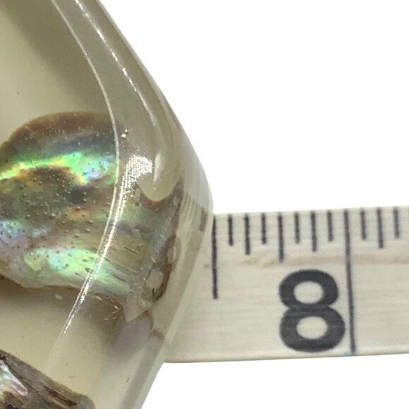 Vtg 1974 Hawaii Beach Stone Art Decor Trivet Design Gift 7.5” Abalone Shell - Picture 5 of 5